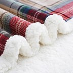 PU MEI Sherpa Fleece Throw Blanket 80" x 90" Reversible Plush Fluffy Large Big Blanket Lattice Flannel Blankets for All Season Use, Chrismas Red