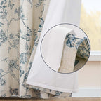 jinchan Floral Curtains Lined Linen Blend Curtain for Living Room 63 Inch Length Blue Flower Patterned Curtain French Country Farmhouse Curtains Drapes Back Tab Rod Pocket 2 Panels