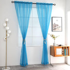 SpaceDresser Basic Rod Pocket Sheer Voile Window Curtain Panels Cyan Blue 1 Pair 2 Panels 52 Width 63 Inch Long for Kitchen Bedroom Children Living Room Yard(Cyan Blue,52 W x 63 L), adult