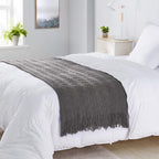 BOURINA Dark Grey Throw Blanket 50x90 Inch Boho Knit Soft Throw Bed Blanket