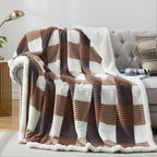 PU MEI Sherpa Blanket Queen Plaid Thick Bed Blanket, 80”*90” Super Soft Flannel Fuzzy Fleece Reversible Velvet Plush Warm Blanket for Couch (Blue White Check)