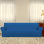 PureFit Super Stretch 4 Seater Sofa Slipcover – Spandex Non Slip Soft Couch Sofa Cover, Washable Furniture Protector with Non Skid Foam and Elastic Bottom for Kids, Pets （XX Large, Classic Blue）