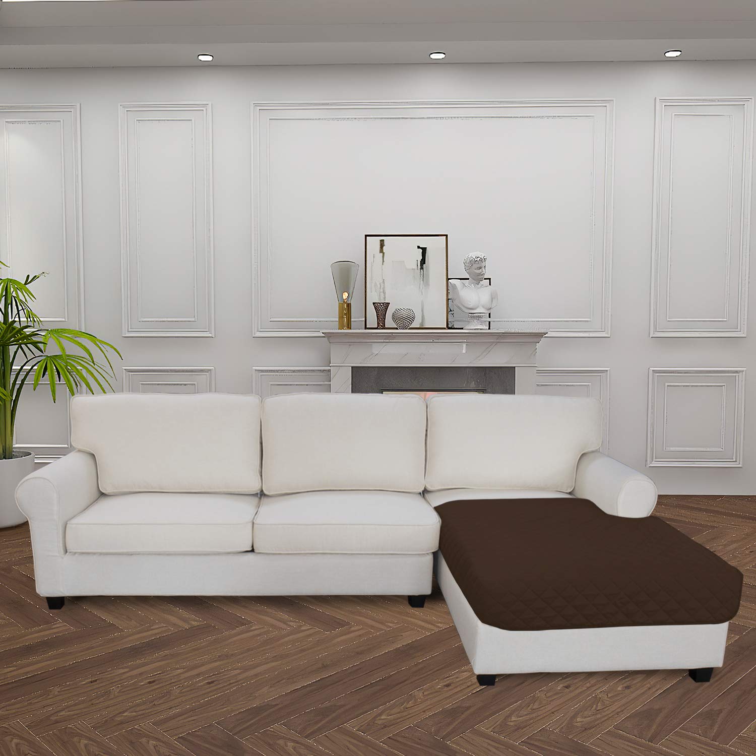 Easy-Going Sectional Couch Covers for Dogs L Shape Sofa Cover Reversible Sofa Slipcover Chaise Lounge Cover Furniture Protector Cover for Pets Dog Cat (42 x 68 inches, Coffee/Coffee)