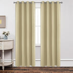 Joydeco Beige Blackout Curtains for Bedroom 95 Inch 1 Panel with Grommet
