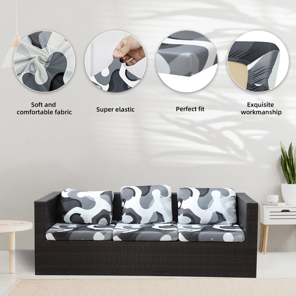 8 Piece Outdoor Cushion Covers, Patio Sofa Cushion Covers, Stretch Fit
