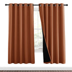 NICETOWN 100% Blackout Window Curtain Panels, Cold and Full Light Blocking Drapes with Black Liner for Nursery, 84 inches Drop Thermal Insulated Draperies (Burnt Orange, 2 PCs, 62" Wide Each Panel)