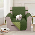 U-NICE HOME Reversible Oversized Chair Covers Quilted Water Repellent Pet Protectors with Elastic Straps(28''Armchair, Huntergreen/Sage)