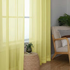 OWENIE Short Sheer Curtains for Bedroom Living Room 54 Inch Length 2 Panels Set, Soft Solid Light Filtering Sheer Curtain for Small Window, 2 Pcs Total 84 Width 54 Long, Light Yellow