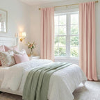 100% Blackout Shield Creamy Peach Linen Blackout Curtains for Bedroom 90 Inches Long, Back Tab/Rod Pocket Living Room Drapes, Thermal Insulated Blackout Curtains 2 Panels Set, 50" W x 90" L