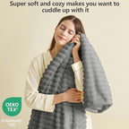 HIMEET Grey King Size Blanket for Bed, 300GSM Ribbed Fleece, 108 x 90 in