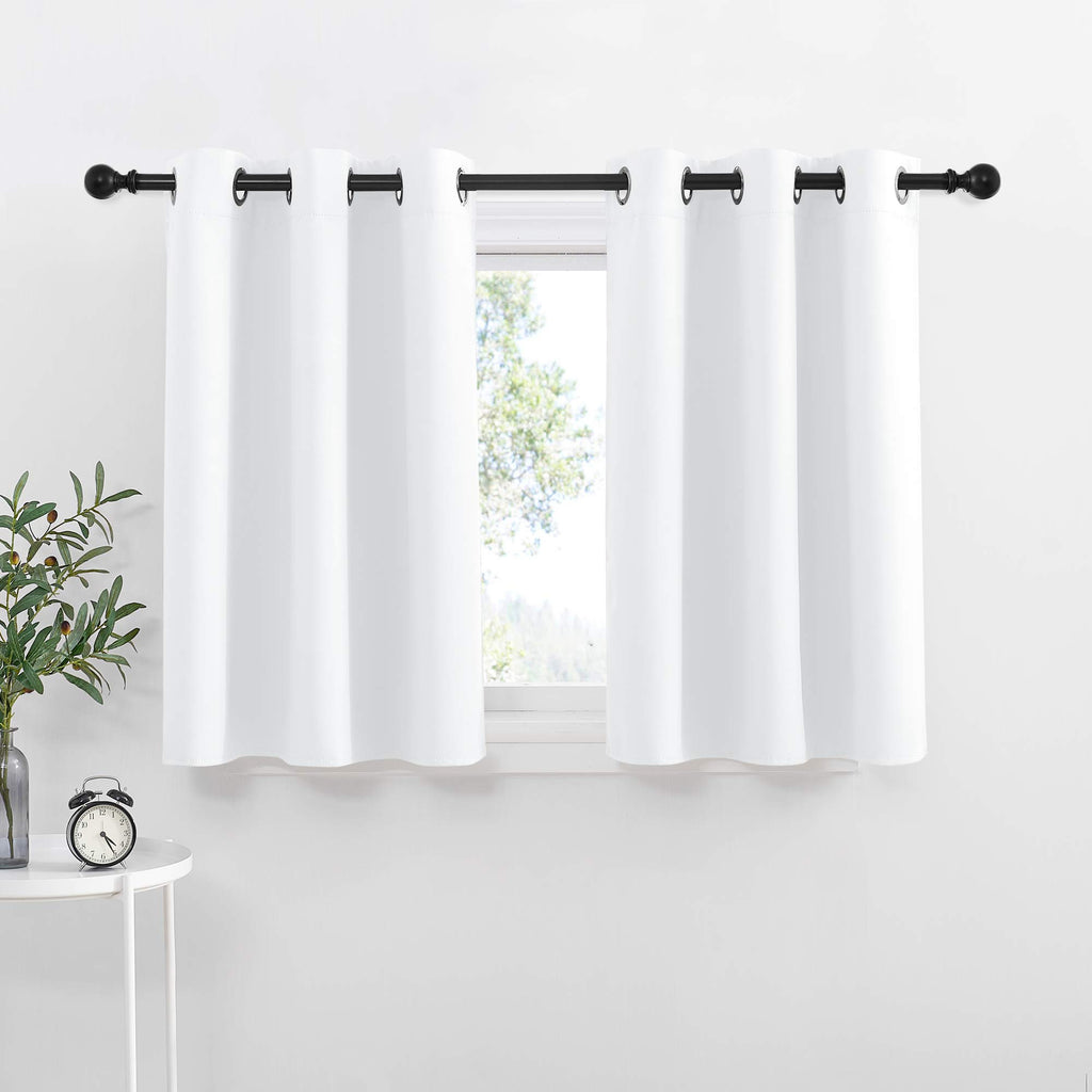 NICETOWN Small Window Curtain Panels Pure White for Home Decor, 42 W x 36 L