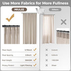 MIULEE Pinch Pleated Thick Linen Curtains 102 Inches Long 2 Panels for Living Room Bedroom, Pinch Pleat Drapes Back Tab Memory Trained Semi Sheer Privacy Neutral Ivory Cream Farmhouse Window Curtains