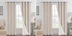H.VERSAILTEX Blackout Curtains, Linen Curtains 108 inches Long 100% Black Out Curtains for Bedroom Windows, Textured Linen Look Draperies Grommet with White Liner, 2 Panels, Natural (Pack of 2)