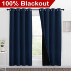NICETOWN Full Shade Curtain Panels, Pair of Energy Smart & Noise Blocking Out Blackout Drapes for Apartment Window, Thermal Insulated Guest Room Lined Window Dressing(Navy Blue, 55 x 78 inch)