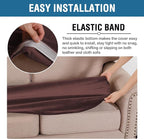 H.VERSAILTEX Velvet Stretch Individual Couch Cushion Cover Plush Slipcover for Loveseat Sofa Furniture Protector Seat Cover (1 Piece Loveseat Cushion Cover, Brown)