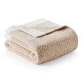 Snuggle Sac Heather Throw Blanket for Couch, Reversible Super Soft Blankets Warm Cozy Knit Fuzzy Plush Lightweight for Sofa, Bed, Camping, Picnic (Heather Beige, Throw-XL(50"x 70"))