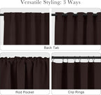 PONY DANCE Window Treatments Curtains - Blackout Drapery Thermal Insulated Curtain Panels with Back Tab Light Block for Bedroom Bathroom/Kitchen, 52 x 54 Inches, Brown, 2 Pieces