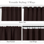 PONY DANCE Black Out Curtains for Bedroom Window, Room Darkening 96 inch Curtains 2 Panel Set, Thermal Insulated Drapes for Living Room Window Treatment, Back Tab/Rod Pocket, 52 x 96 Inch, Brown