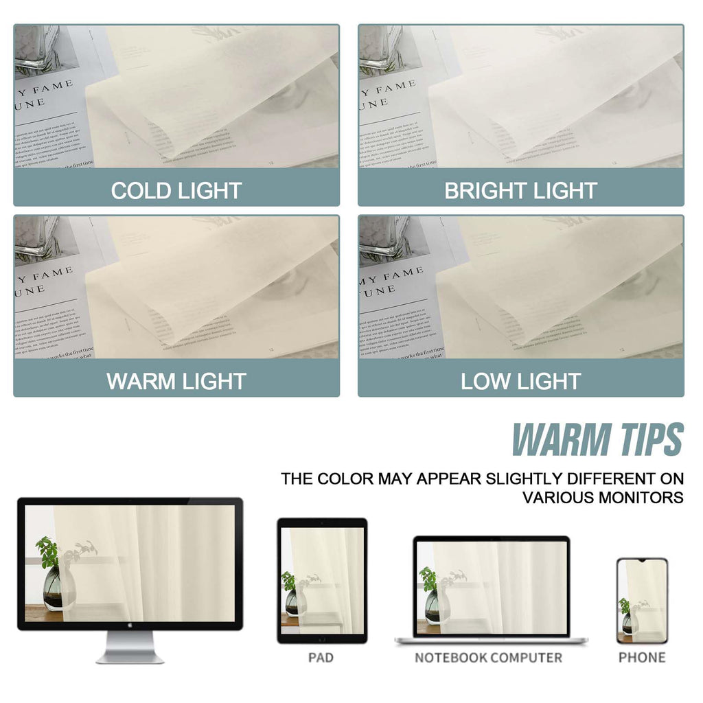 Ebesto Cream Sheer Curtains for Window 96 Inches Long 2 Panels Set, Soft Airy Light Filtering Voile Sheer Curtains for Living Room Bedroom, Dual Rod Pocket Elegant Window Drapes, 2x42Wx96L Inches