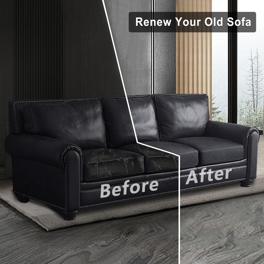 ANARACHON Leather Look Couch Cushion Covers Sofa Seat Slipcovers Sets Couches Furniture Protector for Sectional Armchair Loveseat Pets Kids Stretch Spandex Fabric (3 Cushion XL Sofa, Dark Grey)