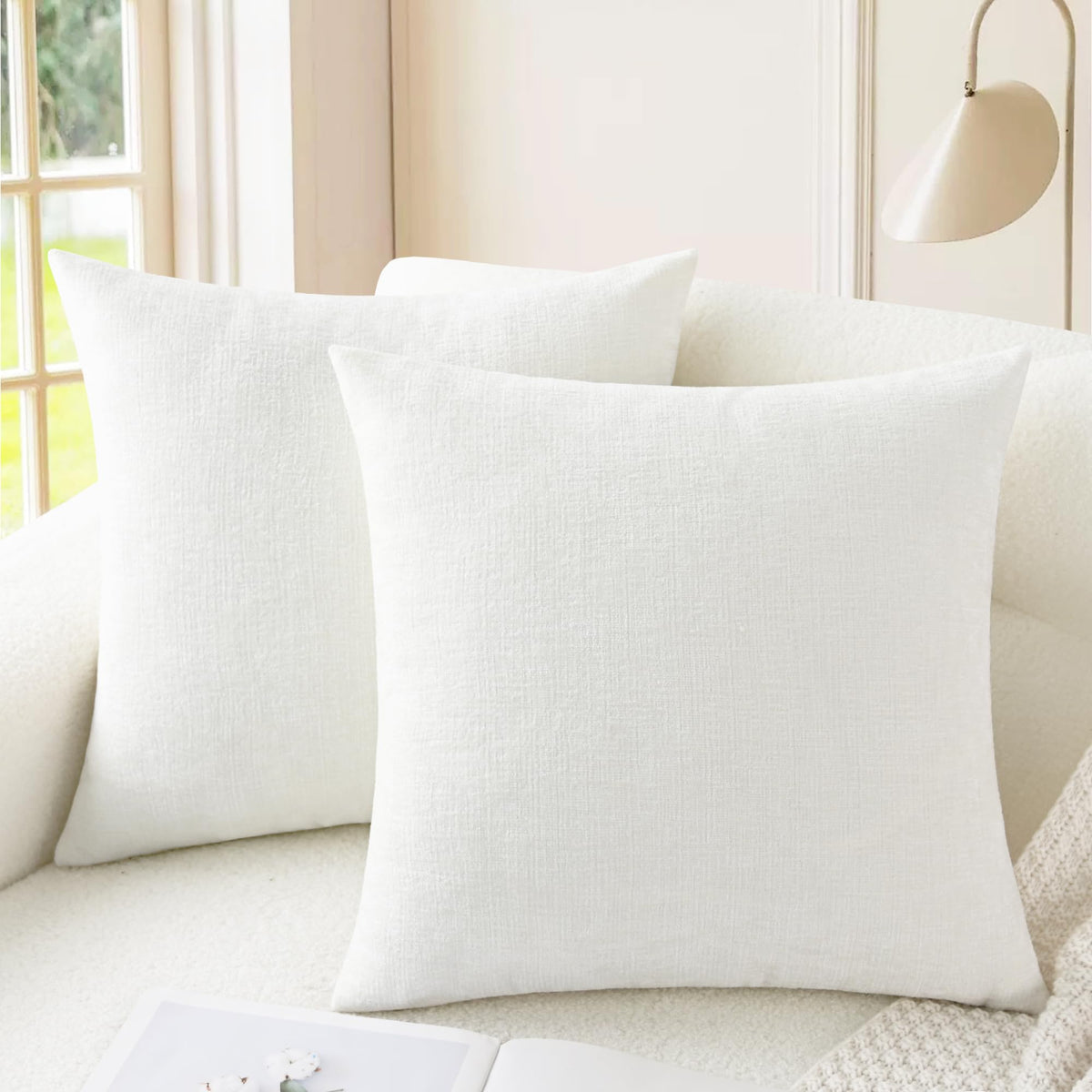 CaliTime Decorative Couch Throw Pillow Covers 24 X 24 Inches Navy Blue