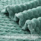 Exclusivo Mezcla Extra Large Soft Fleece Throw Blanket, 50x70 Inches 3D Clouds Stylish Jacquard Throw Blanket for Couch, Cozy Soft Lightweight for All Season, Celadon Blanket