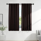 PONY DANCE Bedroom Blackout Curtains - 42 W x 72 L, Brown Window Draperies Thermal Insulated Back Tab/Rod Pocket Curtain Panels/Window Treatments Home Decoration, Double Pieces