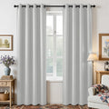 Joydeco White Curtains 90 Inches Long 2 Panels Set, Thermal Insulated Long Curtains& Drapes 2 Burg, Room Darkening Grommet Drapes for Living Room Bedroom Window (W52 x L90 Inch, Greyish White)