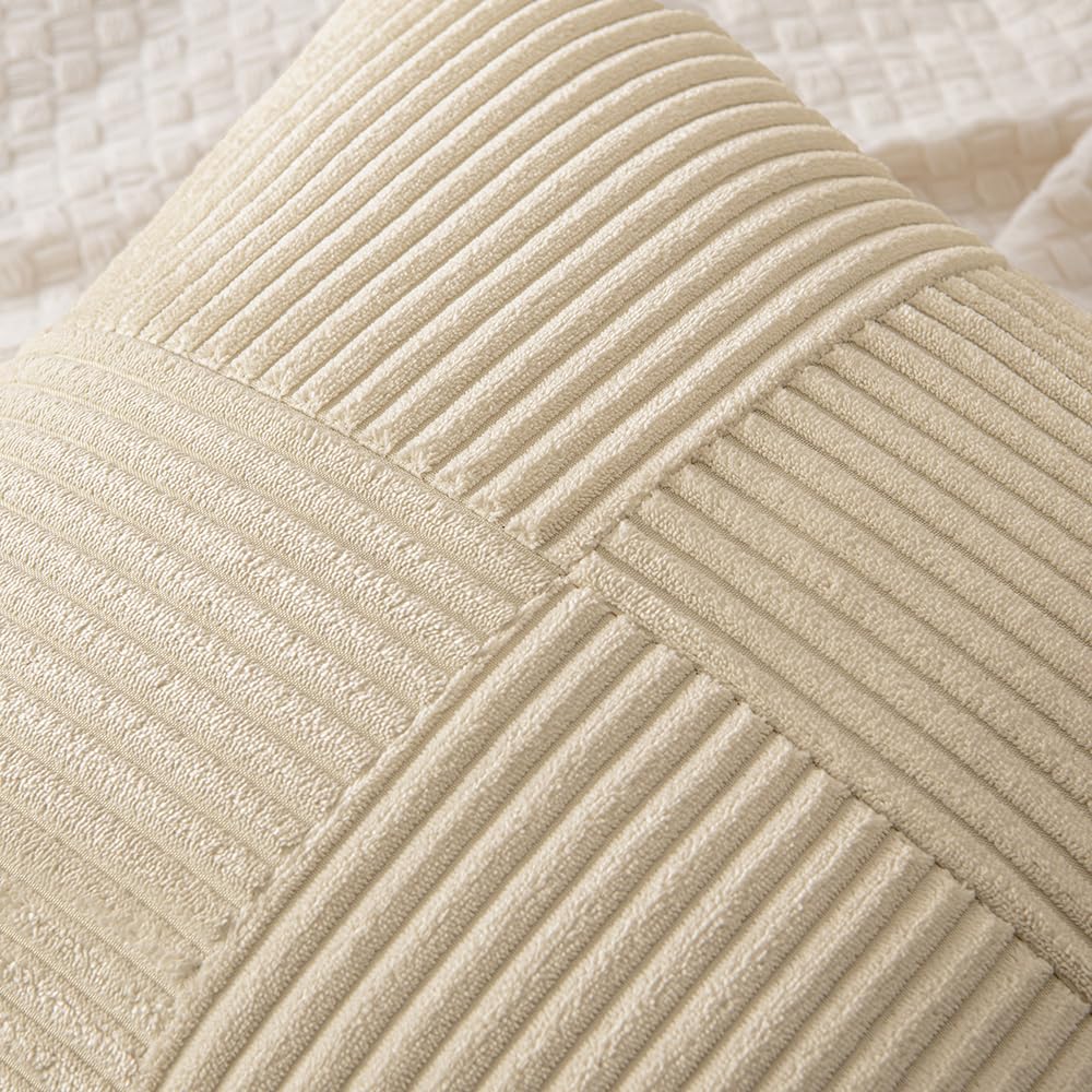 MIULEE Natural Beige Decorative Throw Pillow Covers for Couch 18x18 Inch