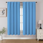 CUCRAF Light Blue Blackout Curtains 54 inch Length 2 Panels Set, Rod Pocket Room Darkening Drapes for Bedroom Living Room, Insulated Thermal Light Blocking Window Curtain (W52 x L54 Inch)