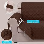 U-NICE HOME Recliner Chair Covers Reversible Chair Cover Pet Covers for Dogs with Elastic Straps Water Resistant Diamond Quilted (28''Recliner Oversized, Brown/Brown)