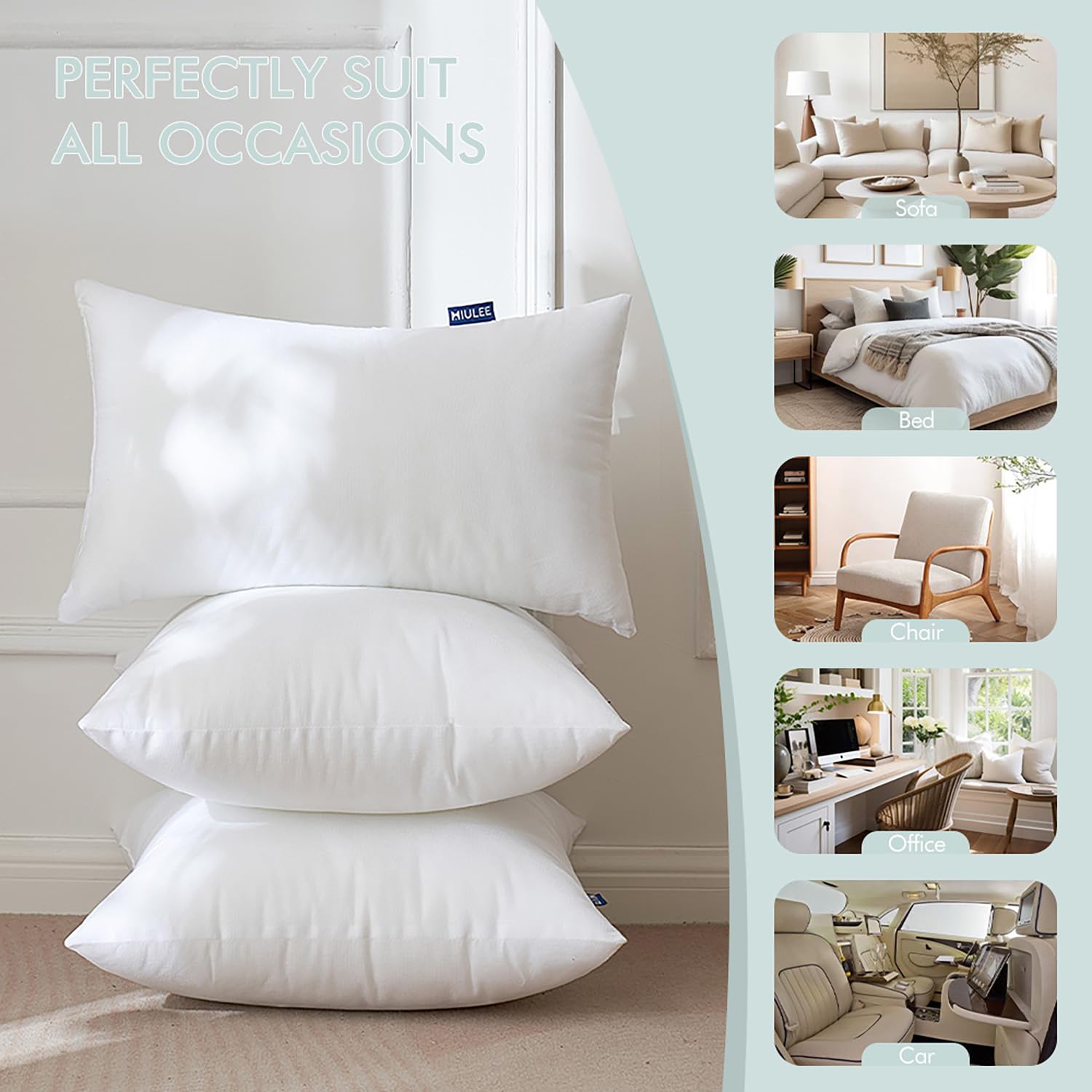 MIULEE Pillow Insert 26x26 Inch Set of 2, Decorative Throw Pillow Inserts