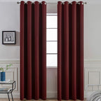 Yakamok Blackout Curtains 96 Inches Long with Grommet for Bedroom, Burgundy Thermal Insulated Room Darkening Window Treatment Drapes Curtain for Living Room (52Wx96L, Burgundy red, 2 Panels)