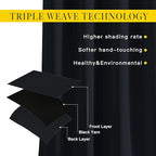 NICETOWN Blackout Black Curtains & Drapes 90 inches Long - Grommet Thermal Insulated Blackout Drapes Light Blinds Room Darkening Window Treatments for Bedroom (2 Panels, W52 x L90, Black)