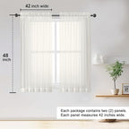 OWENIE Sheer Ivory Curtains 84 Inch Length 2 Panels Set for Living Room Bedroom, Rod Pocket Voile Sheer Panel Drapes, Ivory, 2pcs, Each 42" W x 48" L