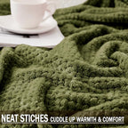 Exclusivo Mezcla Fleece Bed Blanket King Size, Super Soft and Warm Blankets for Couch, Sofa and Bed Waffle Textured, Cozy, Fuzzy and Lightweight (Olive Green, 90x104 Inches)