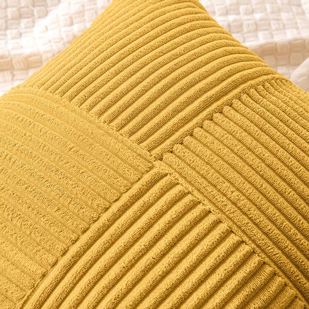 MIULEE Mustard Yellow Decorative Throw Pillow Covers for Couch 20x20 Inch
