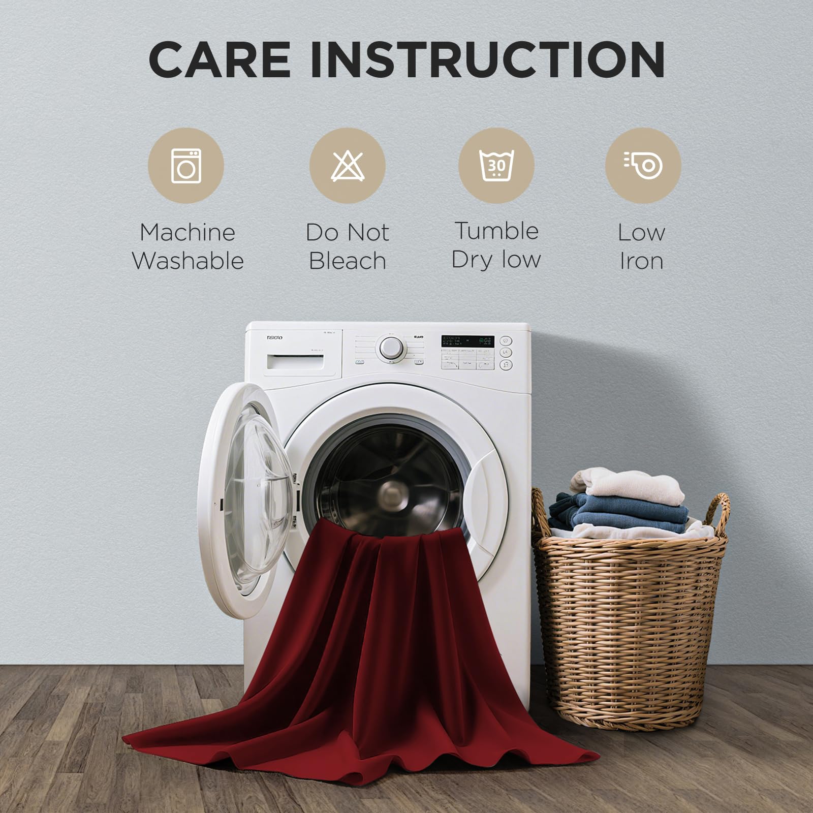 Joydeco Blackout Curtains for Bedroom 54 Inch Drapes 2 Panels Burgundy
