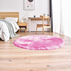 duduta Hot Pink Faux Sheepskin Round Rug 4x4 ft, Fluffy Shag Girls Bedroom Nursery Dorm Circle Rug Non Slip Washable