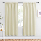 NICETOWN Beige Blackout Curtains for Living Room - Triple Weave Home Decoration Thermal Insulated Solid Rod Pocket Blackout Drapes for Bedroom(Set of 2, 42 x 72 Inch)