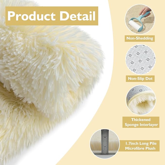 yulidayang Fluffy Round Area Rugs for Bedroom,4'X4'Shag Circle Area Rugs for Girls Room,Non Slip Fuzzy Plush Rug for Kids Room Living Room and Dorm Home Decor Rug