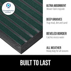 GORILLA GRIP 100% Waterproof All-Season WeatherMAX Doormat US Designed Natural Rubber, Stain and Fade Resistant, Low Profile Indoor Outdoor Door Mats, Easy Clean Patio Mat, 29x17, Green Stripe