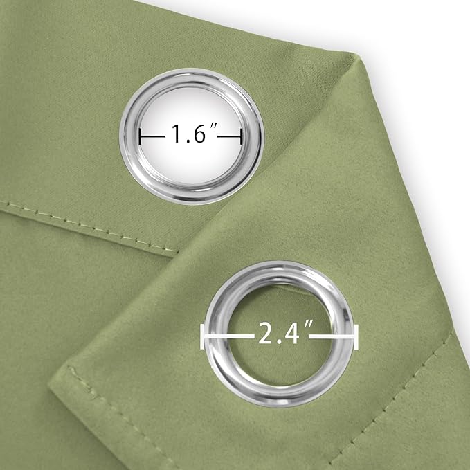 LEMOMO Blackout Curtains 66 x 54 Inch Long Sage Green Curtains Set of 2 Panels Room Darkening Curtains for Bedroom and Living Room