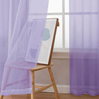OWENIE Light Purple Sheer Curtains 54 Inch Length 2 Panels Set, Rod Pocket Voile Sheer Curtains & Drapes for Bedroom/Living Room, Soft Sheer Short Curtains for Windows, Total 84Wx54L inch, Lavender
