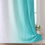 Estelar Textiler Teal and Greyish White Ombre Blackout Curtains 90 Inch Length 2 Panels Set, Thermal Insulated Drapes for Bedroom,Full Room Darkening Grommet Gradient Curtains for Living Room,52Wx90L