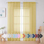 Simplebrand Yellow Sheer Curtains 84 Inches Long, Light Filtering Rod Pocket Solid Color Window Sheer Curtain Panels, Elegant Curtains & Drapes for Living Room, Bedroom 2 Panels (42" W x 84" L)