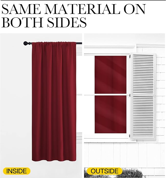 NICETOWN Burgundy Curtains Blackout Drape Panels - Lights Block Out Window Treatment Curtain Sets for Home Decoration on Christmas & Thanksgiving Day (Set of 2 Panels, 42 by 48-Inch)