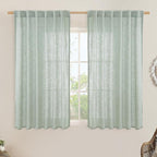LAMIT Light Sage Linen Curtains 45 Inches Long for Bedroom, Light Filtering Panels Back Tab and Rod Pocket Neutral Drapes for Kitchen/Window/Loft Room, 52 x 45 Inch, 2 Panels