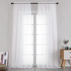 Simplebrand Sheer White Curtains 120 Inches Long, Extra Long Rod Pocket Solid Color Window Sheer Curtain Panels, Elegant Curtains & Drapes for Living Room, Bedroom 2 Panels (White, 2x42x120'')