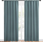 NICETOWN Greyish Blue Blackout Curtains Panels for Window, Thermal Insulated Rod Pocket Blackout Drapes/Draperies for Living Room (2 Panels, W52 x L84 inches)